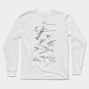 Lawn Rake Gardening Vintage Patent Hand Drawing Long Sleeve T-Shirt